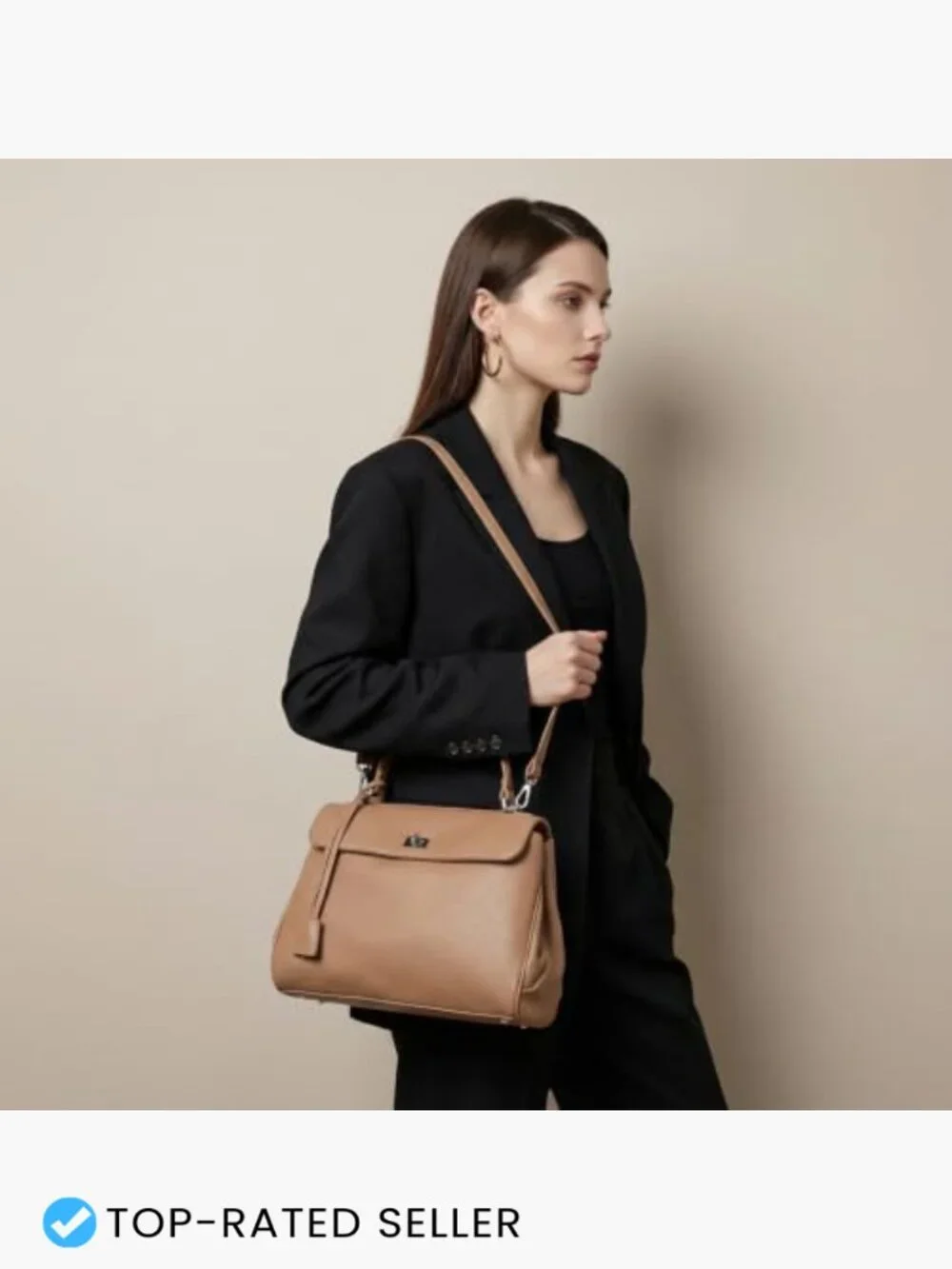 Convertible Faux Leather Tote Work Bag Satchel Multi-Pocket Purse Women